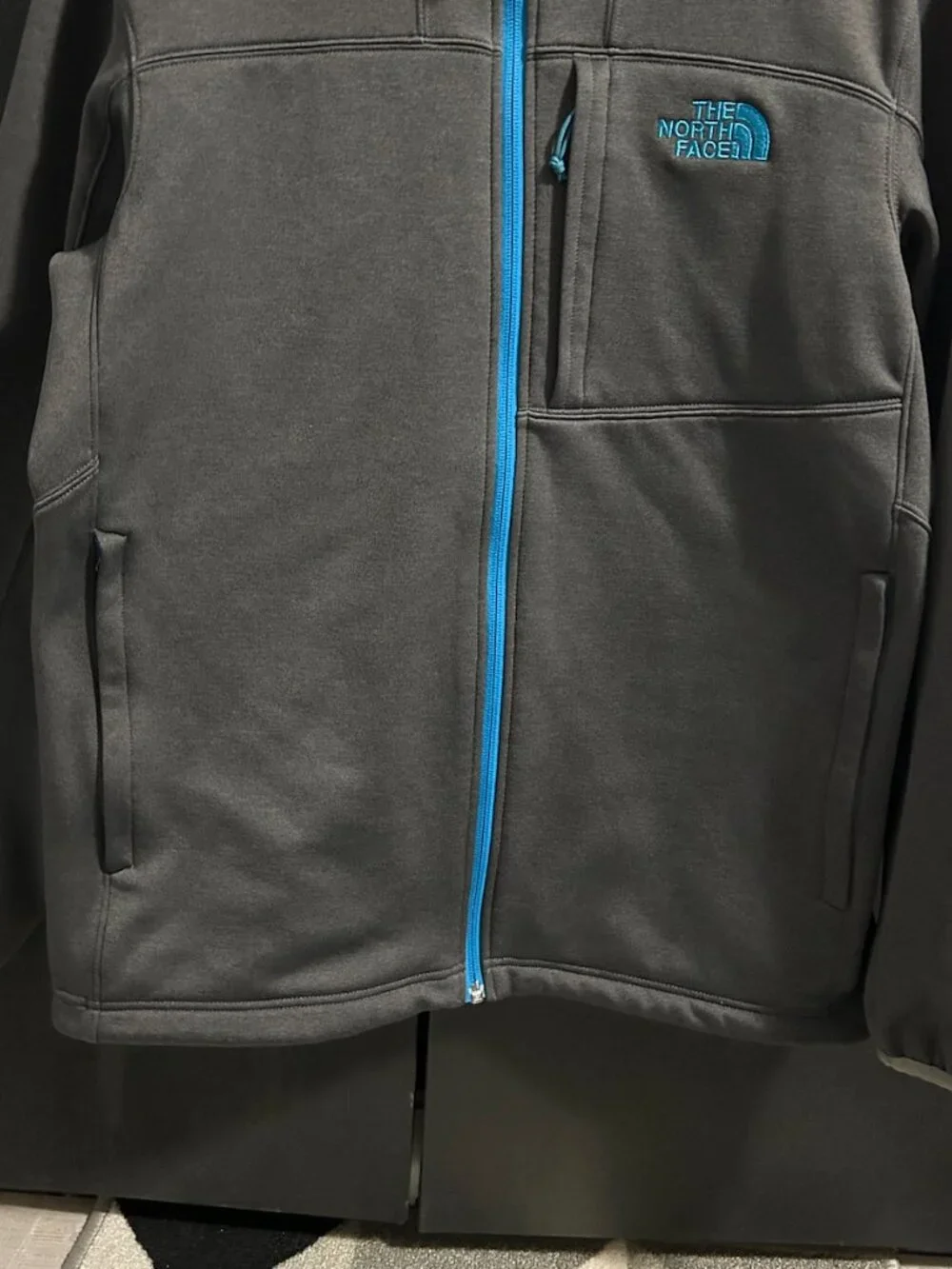 The North Face Gray/Teal Blue Full-Zip Sweatshirt Jacket‎ Outdoor Men's M